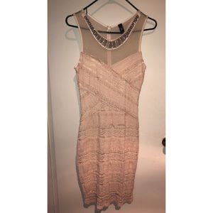 Cream lace diamond neck midi dress